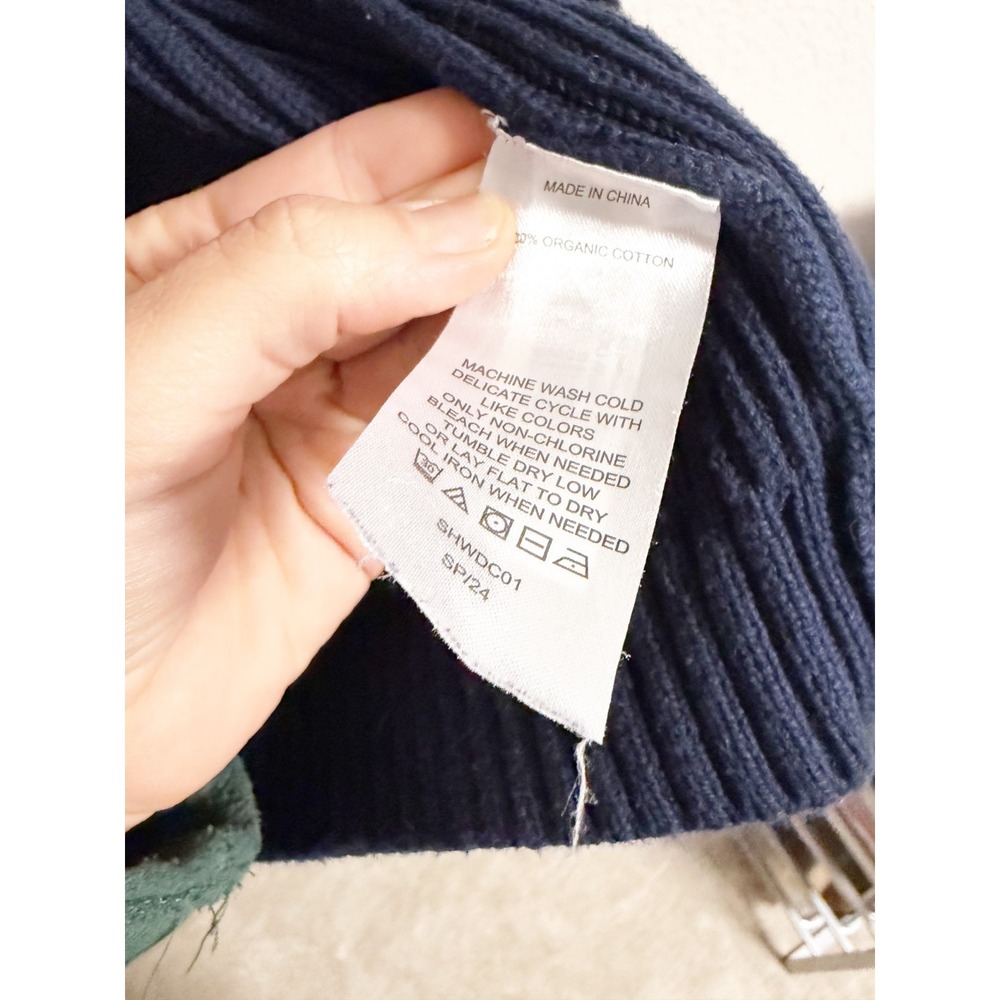 Quince Womens 100% Organic Cotton Oversized Cardigan Open Front Navy Small - Picture 4 of 6